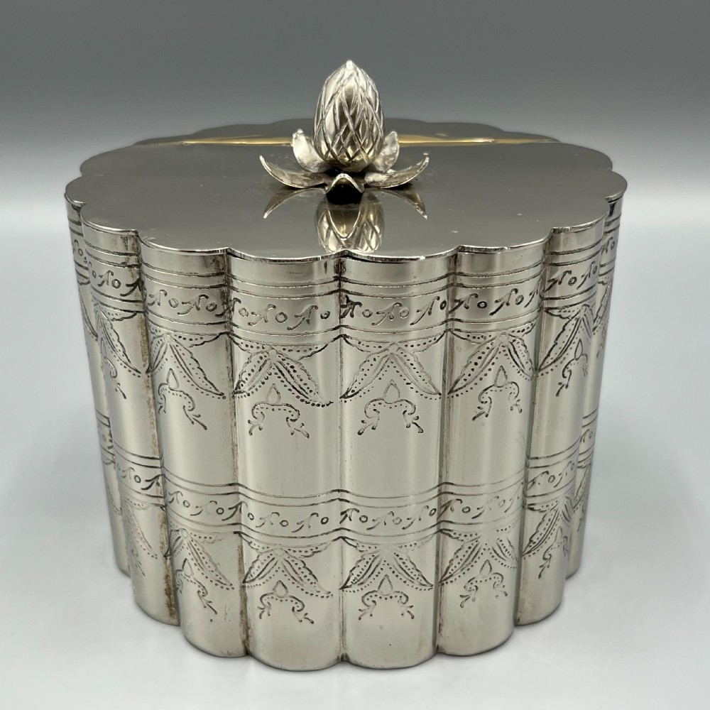 Victorian Silver Plated Tea Caddy with Scalloped Body View III