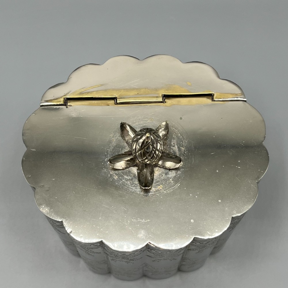Victorian Silver Plated Tea Caddy with Scalloped Body View VI