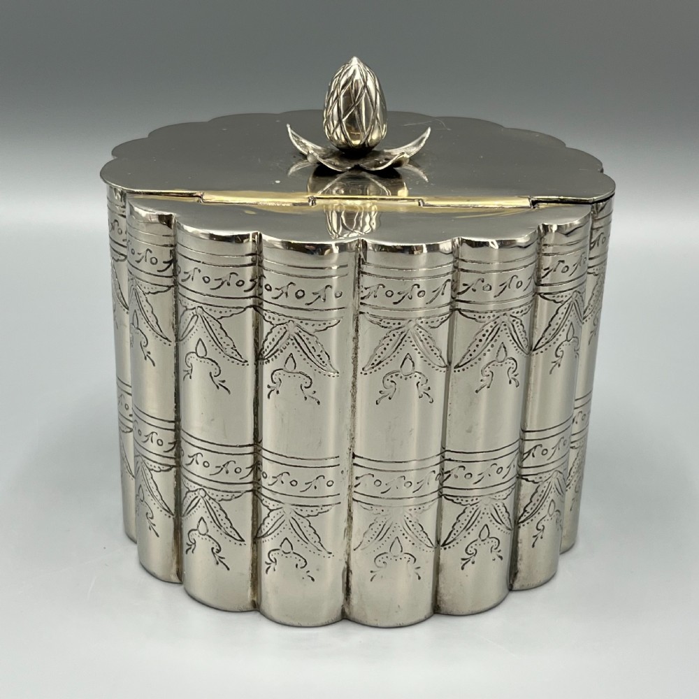Victorian Silver Plated Tea Caddy with Scalloped Body View VII