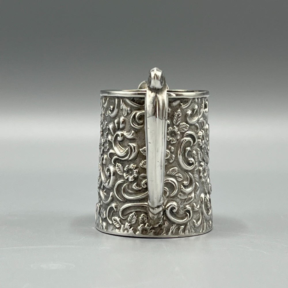 Edwardian Solid Silver Foliate Embossed Cream Jug Hallmarked Birmingham 1901 View V