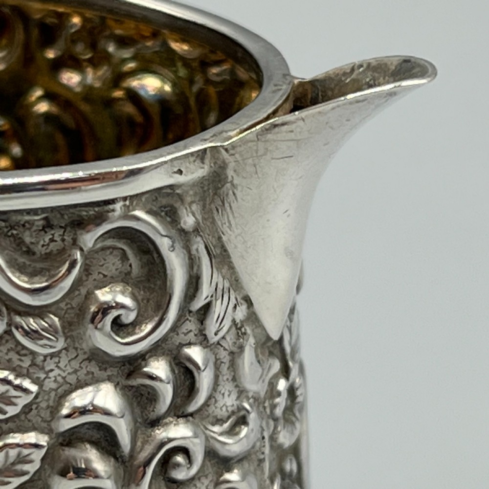 Edwardian Solid Silver Foliate Embossed Cream Jug Hallmarked Birmingham 1901 View XI