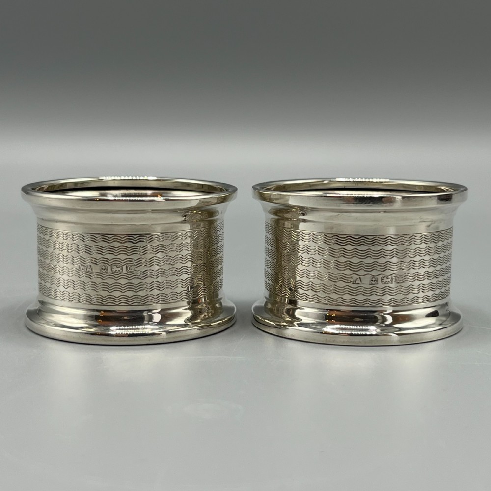Pair of Cased Solid Silver Napkin Rings Hallmarked Birmingham 1931 View IX