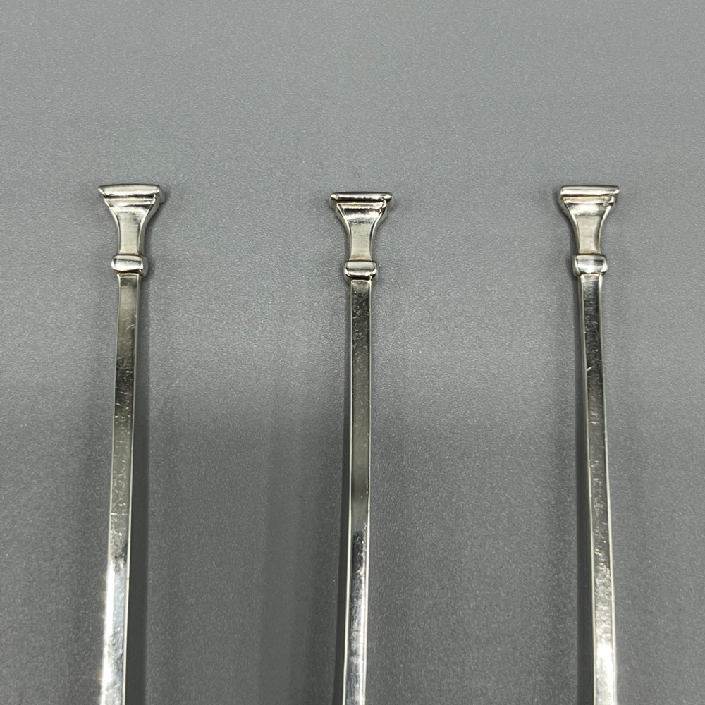 Cased Set of 6 Solid Silver Coffee Spoons Art Deco Hallmarked Birmingham 1932 View V