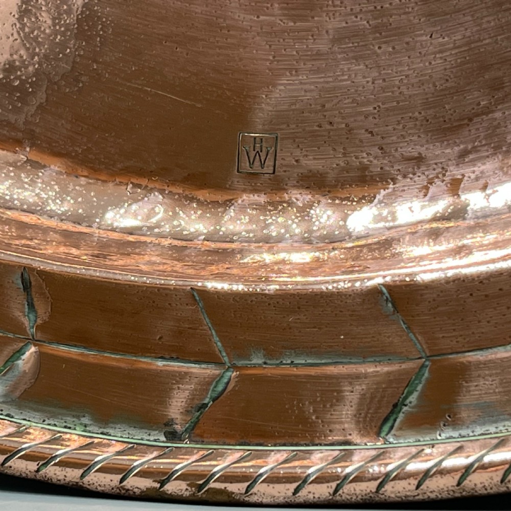 Large Round Arts & Crafts Copper Tray Charger By Hugh Wallis View V