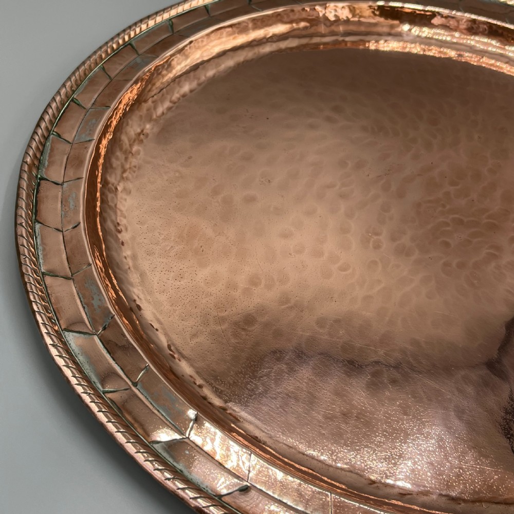 Large Round Arts & Crafts Copper Tray Charger By Hugh Wallis View VII