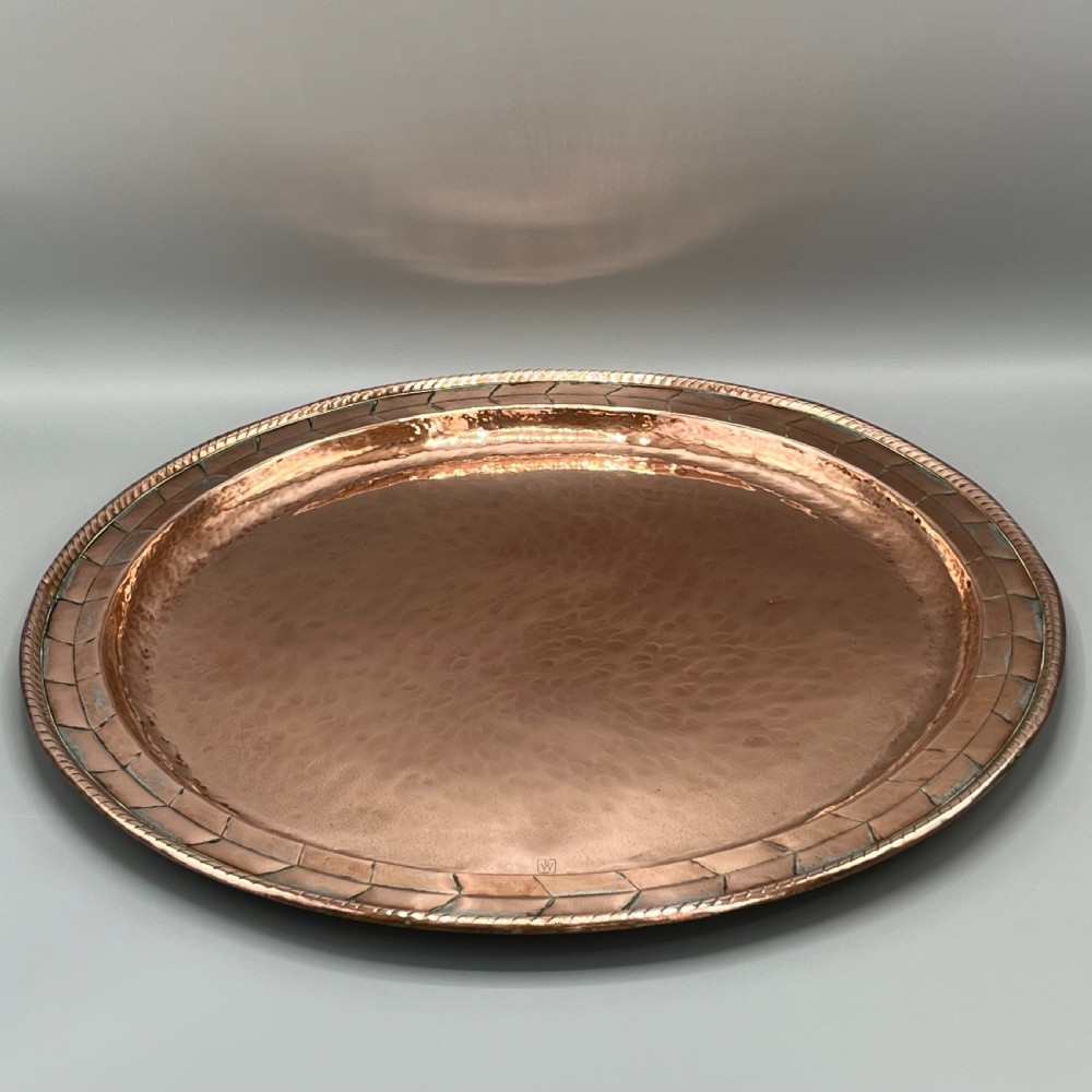 Large Round Arts & Crafts Copper Tray Charger By Hugh Wallis View XII