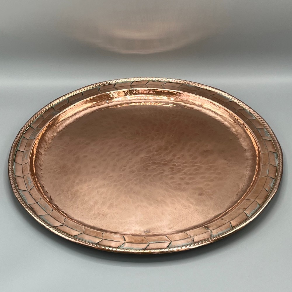Large Round Arts & Crafts Copper Tray Charger By Hugh Wallis View XIII