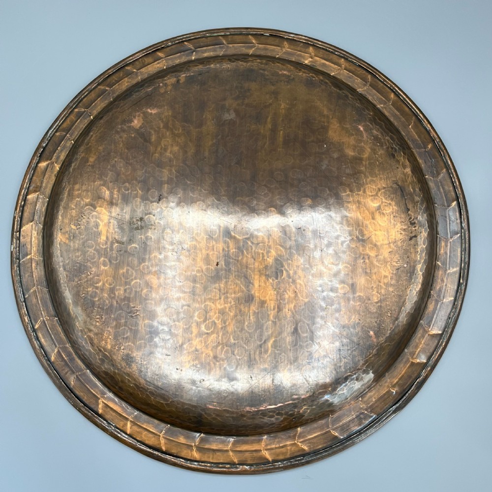 Large Round Arts & Crafts Copper Tray Charger By Hugh Wallis View XVII