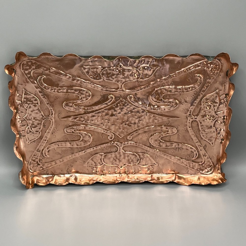 Art Nouveau Copper Repousse Gallery Tray View II