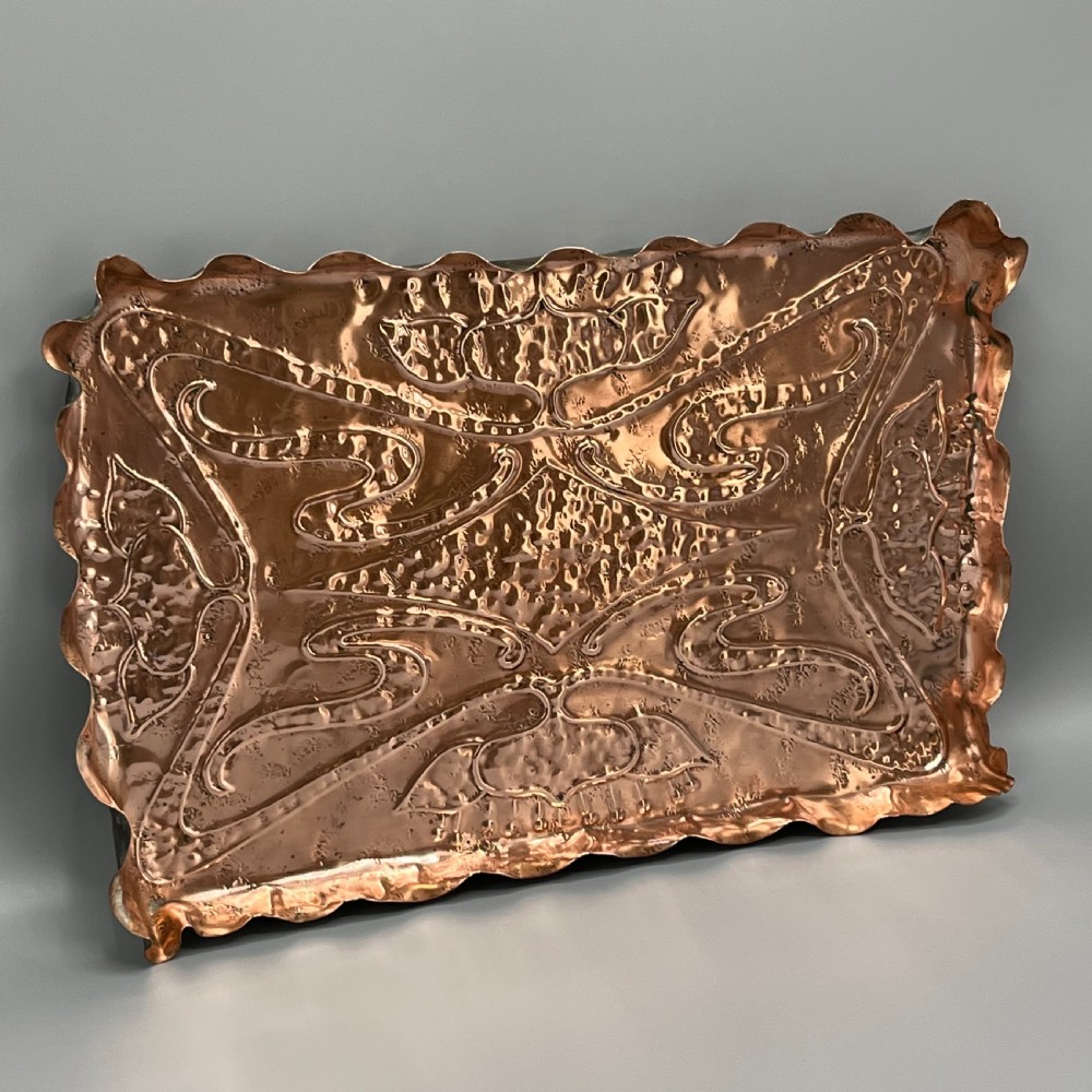 Art Nouveau Copper Repousse Gallery Tray View V