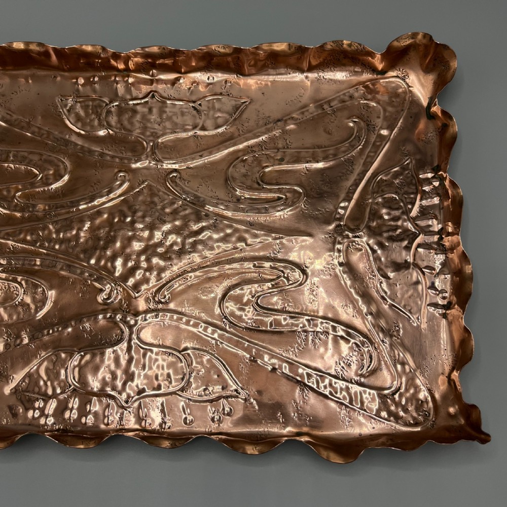 Art Nouveau Copper Repousse Gallery Tray View IX