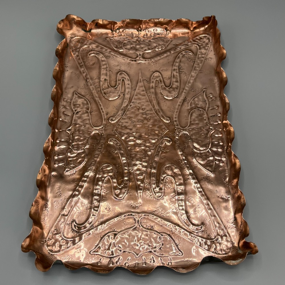 Art Nouveau Copper Repousse Gallery Tray View XII