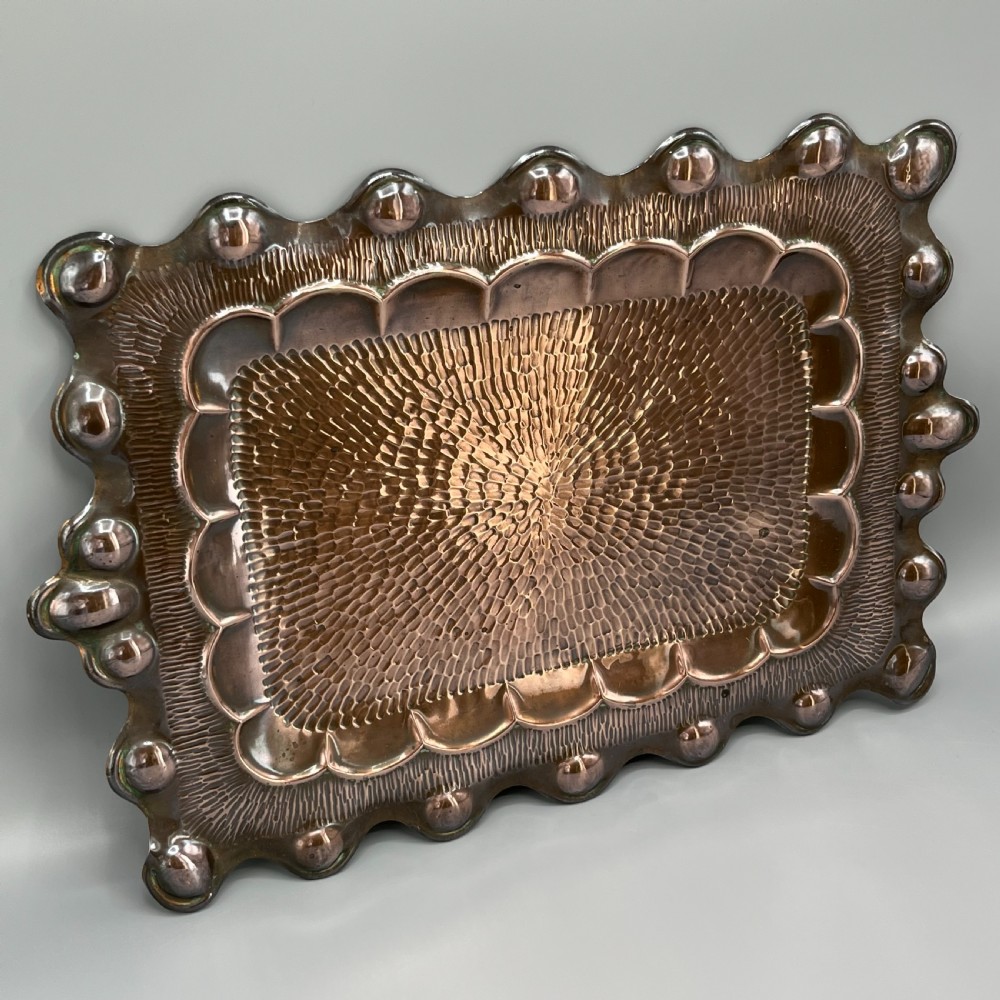 Art Nouveau Solid Copper Repousse Embossed Tray View III