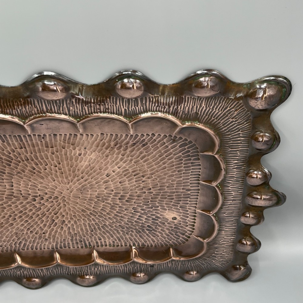 Art Nouveau Solid Copper Repousse Embossed Tray View VI