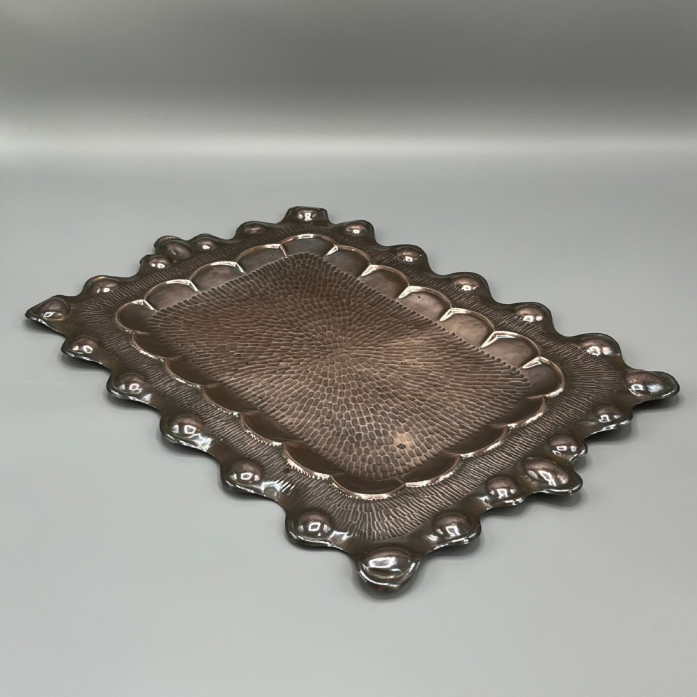 Art Nouveau Solid Copper Repousse Embossed Tray View VIII