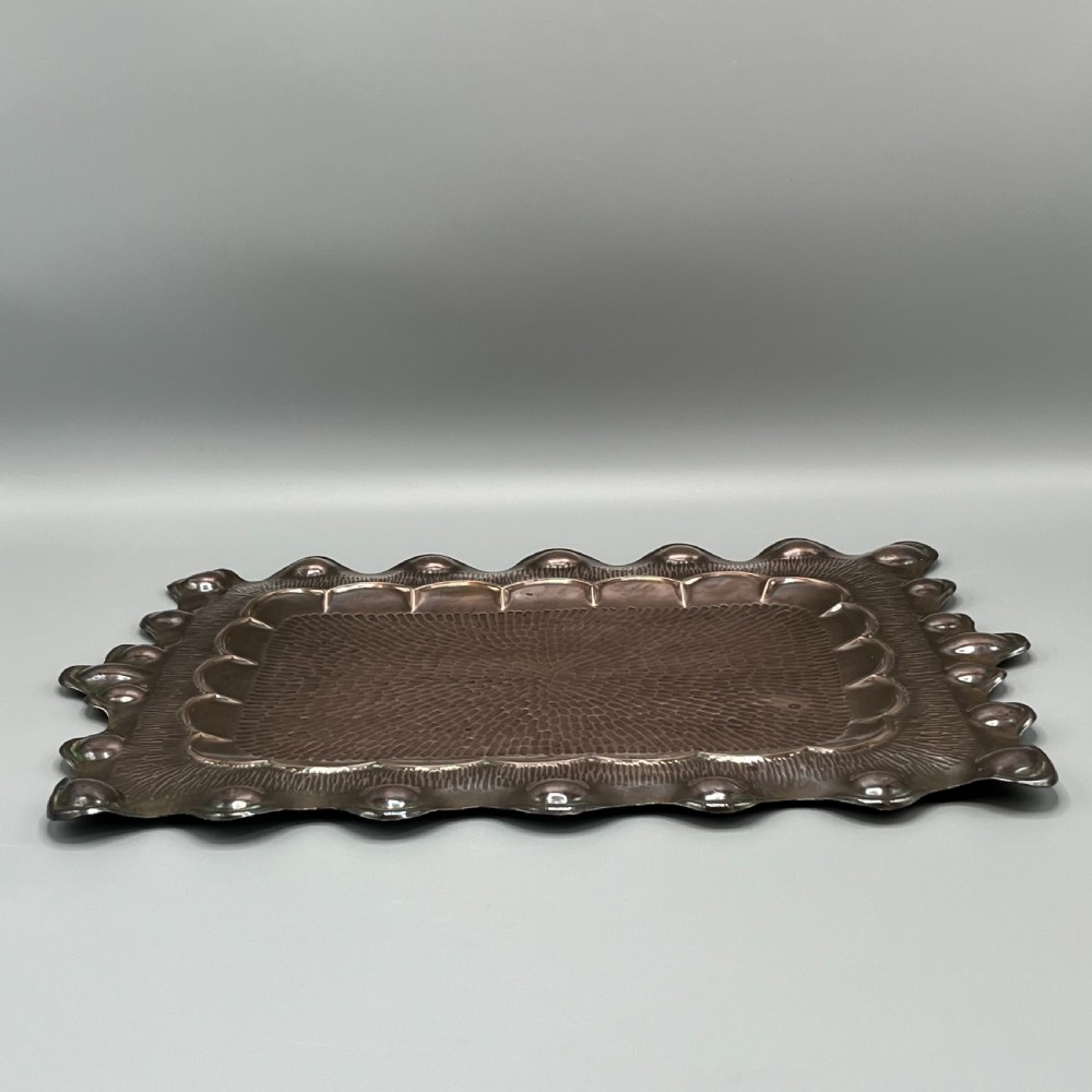 Art Nouveau Solid Copper Repousse Embossed Tray View IX