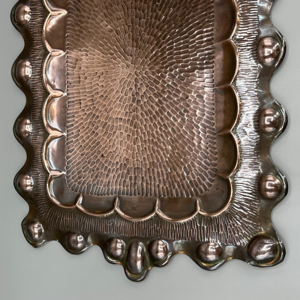 Art Nouveau Solid Copper Repousse Embossed Tray View X