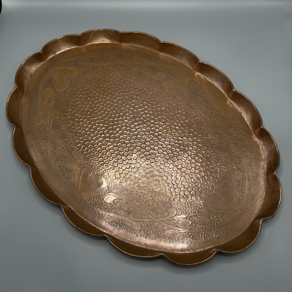 Large Art Nouveau Copper Gallery Serving Tray View II