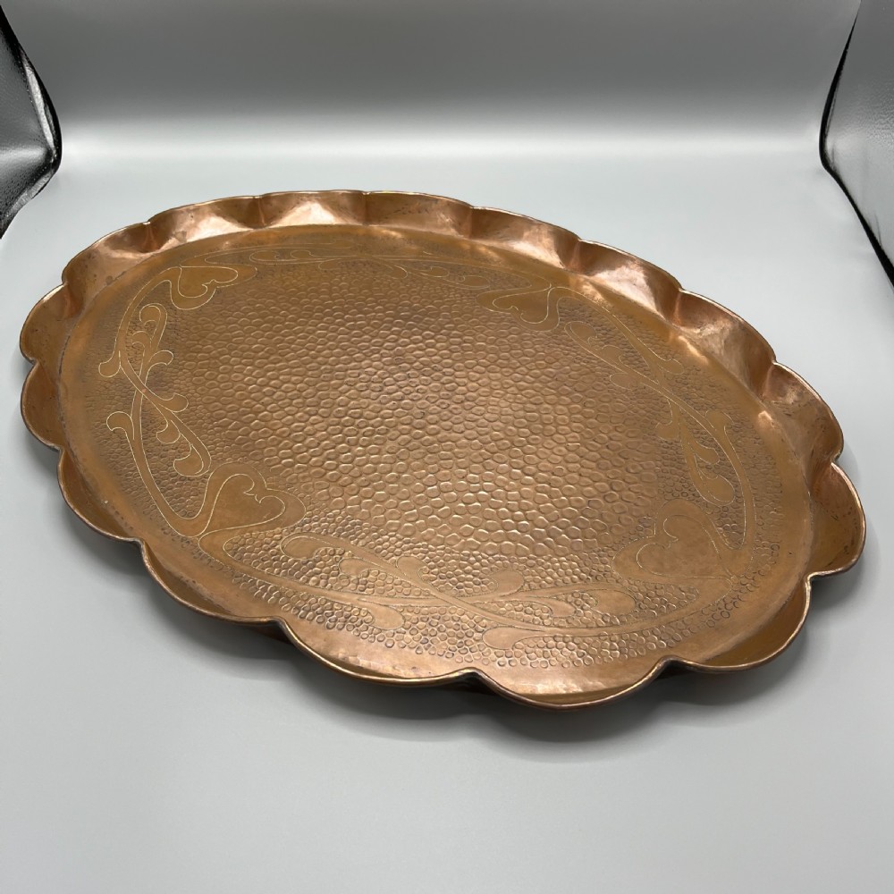 Large Art Nouveau Copper Gallery Serving Tray View III