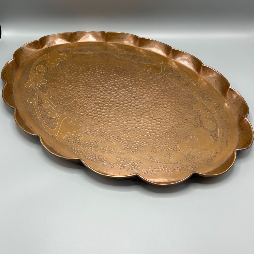 Large Art Nouveau Copper Gallery Serving Tray View IV