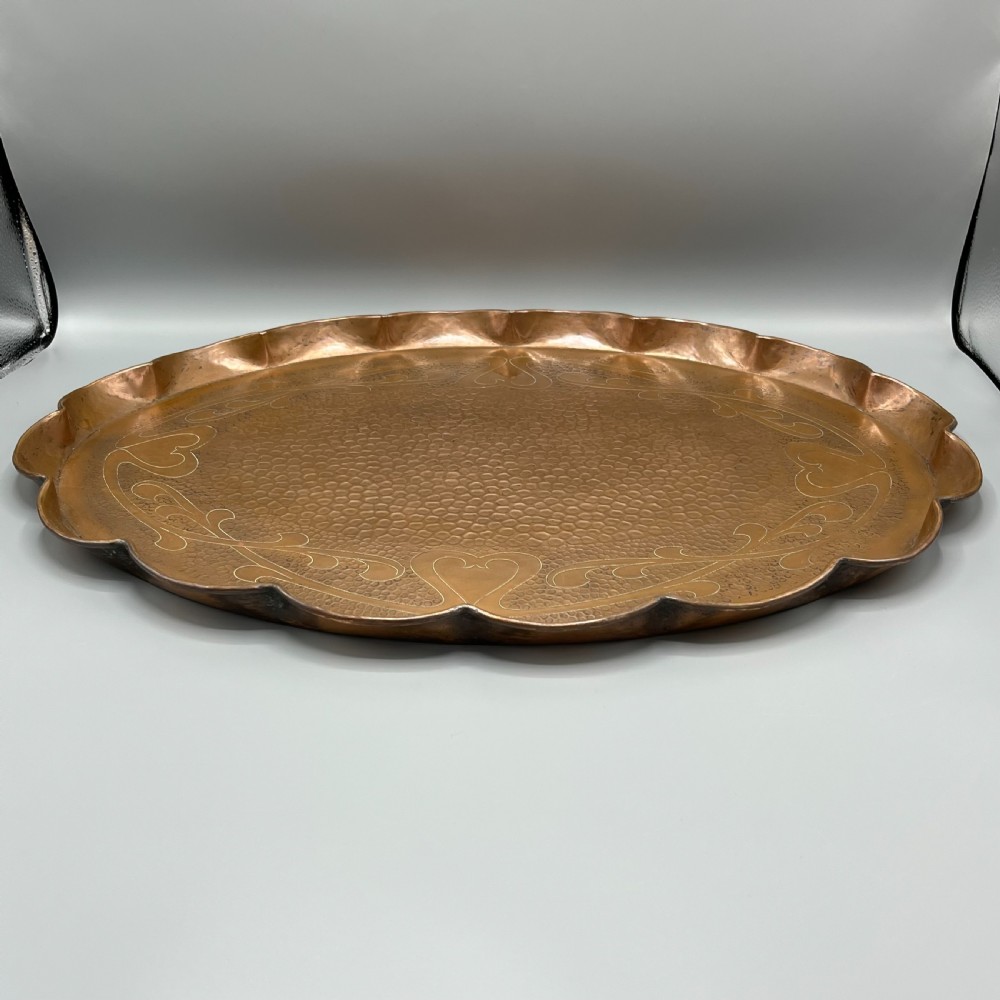 Large Art Nouveau Copper Gallery Serving Tray View VI