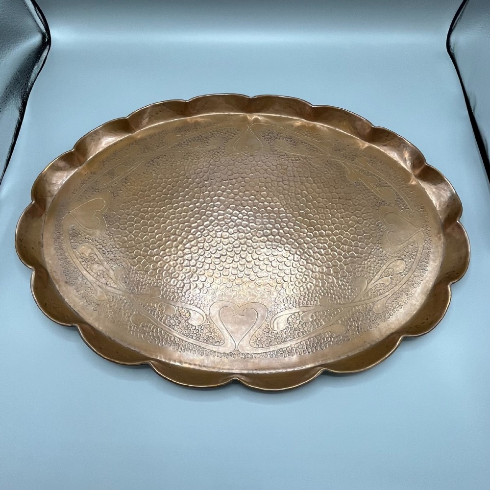 Large Art Nouveau Copper Gallery Serving Tray View IX