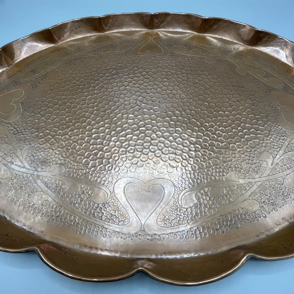 Large Art Nouveau Copper Gallery Serving Tray View XI