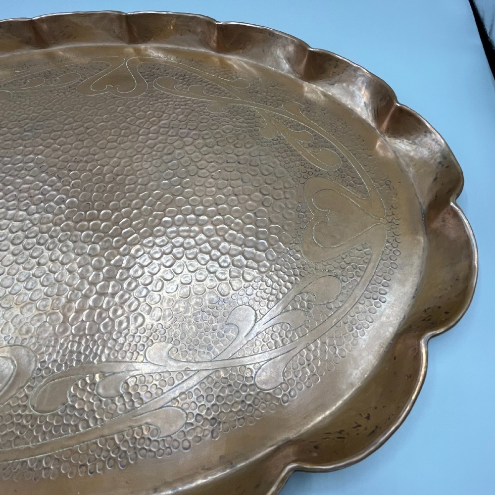 Large Art Nouveau Copper Gallery Serving Tray View XII