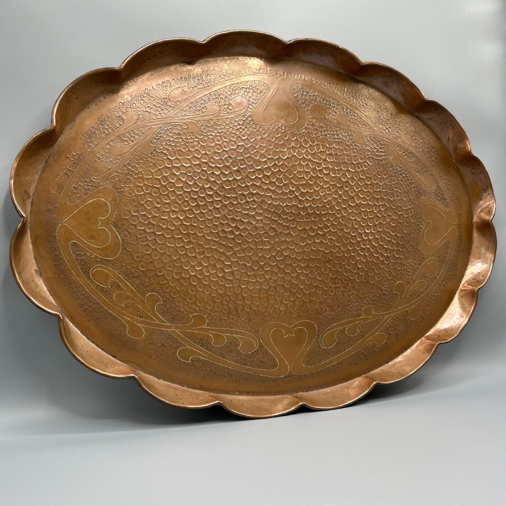 Large Art Nouveau Copper Gallery Serving Tray View XIII