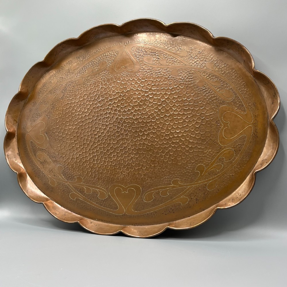 Large Art Nouveau Copper Gallery Serving Tray View XIV