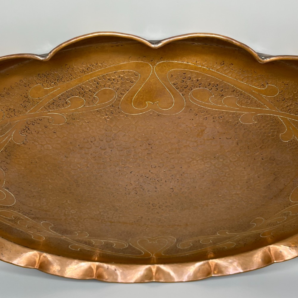 Large Art Nouveau Copper Gallery Serving Tray View XV