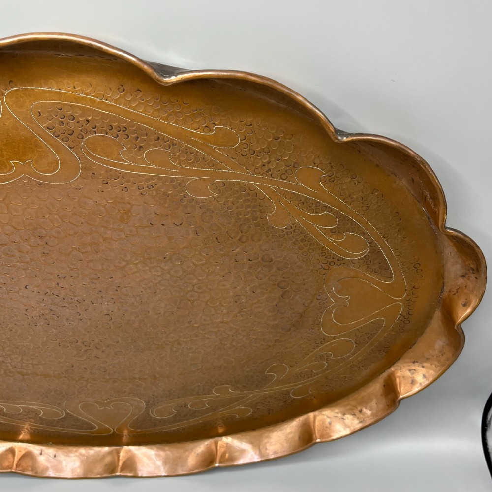 Large Art Nouveau Copper Gallery Serving Tray View XVII