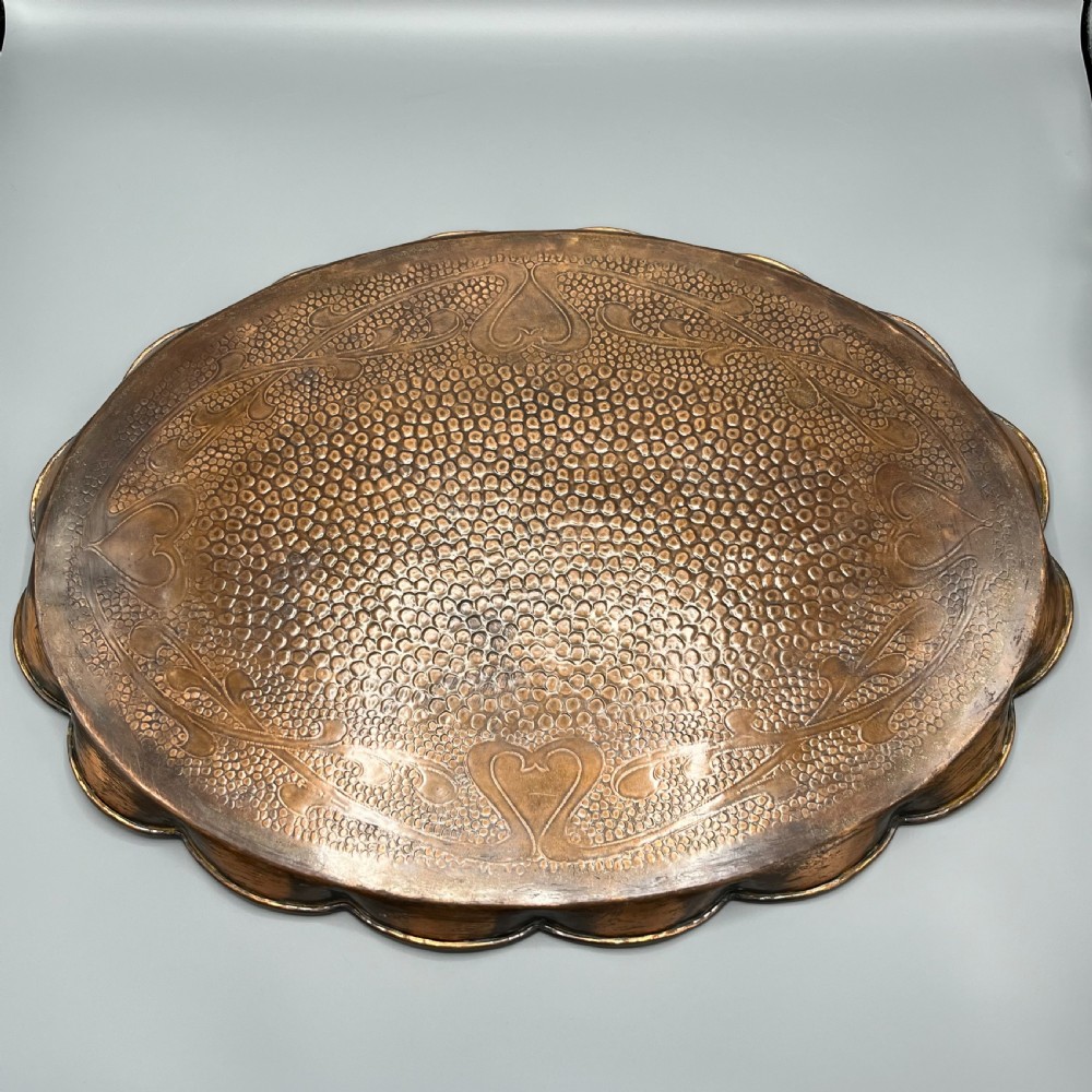 Large Art Nouveau Copper Gallery Serving Tray View XVIII