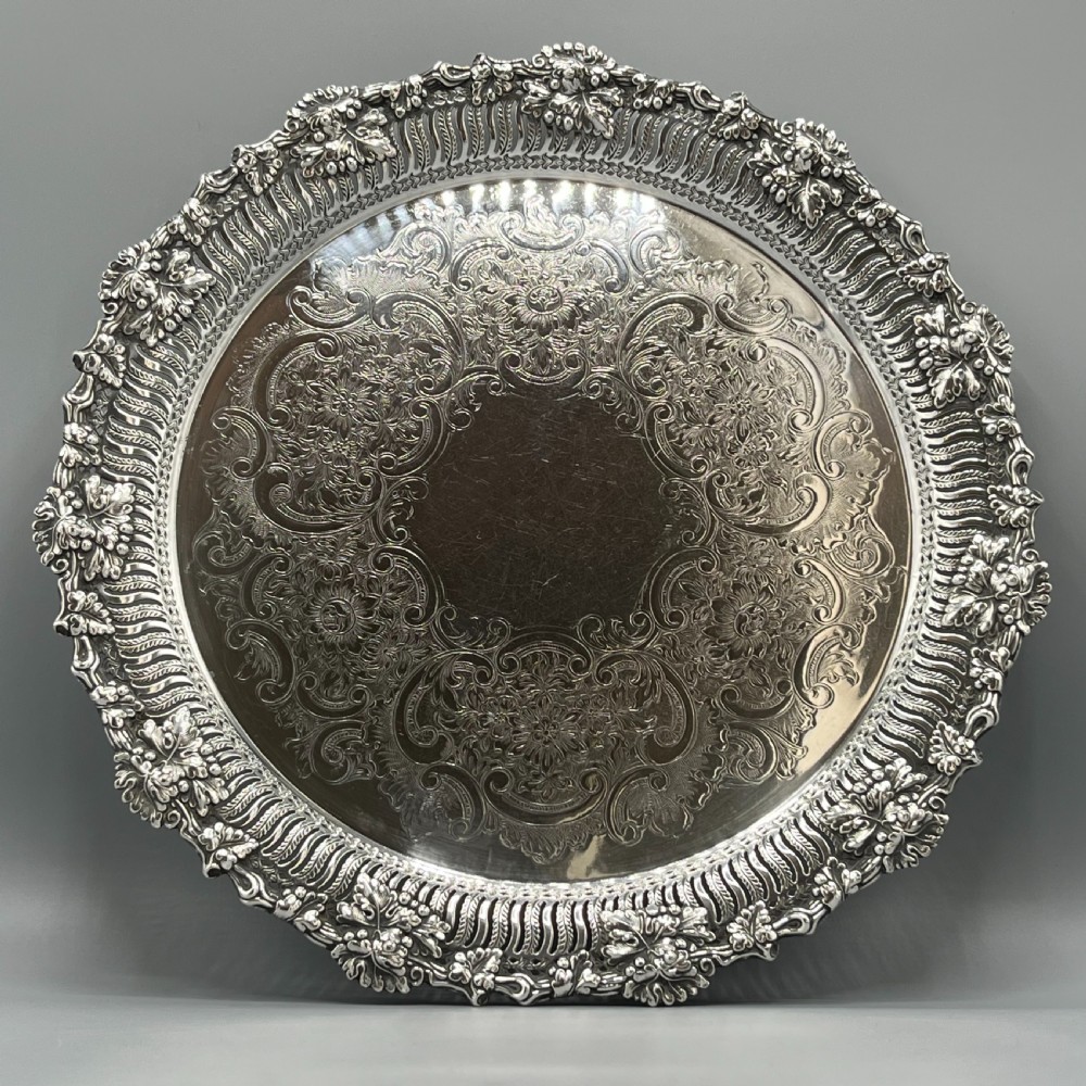 George V Silver Plated Pierced Grape & Vine Salver View IV