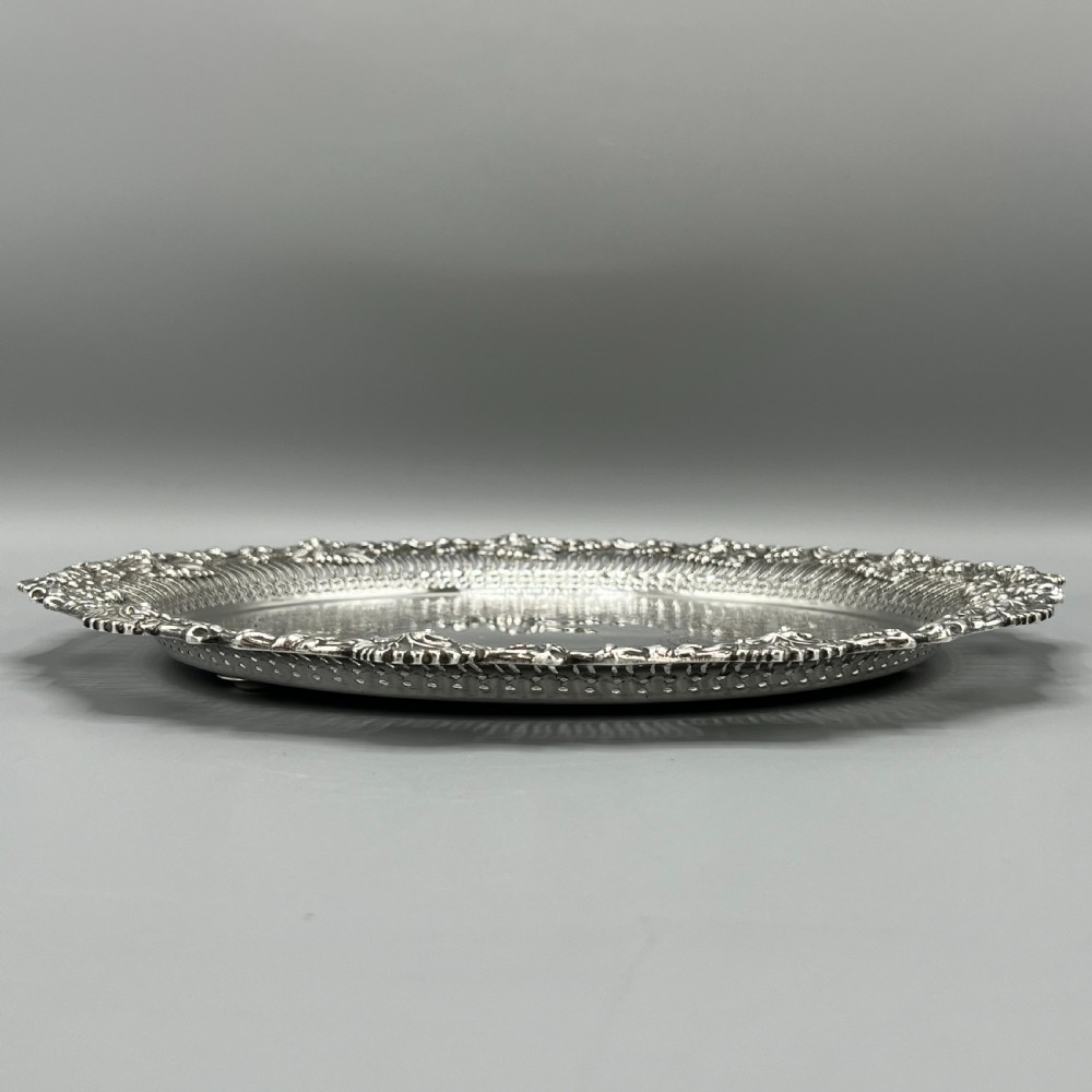 George V Silver Plated Pierced Grape & Vine Salver View VI