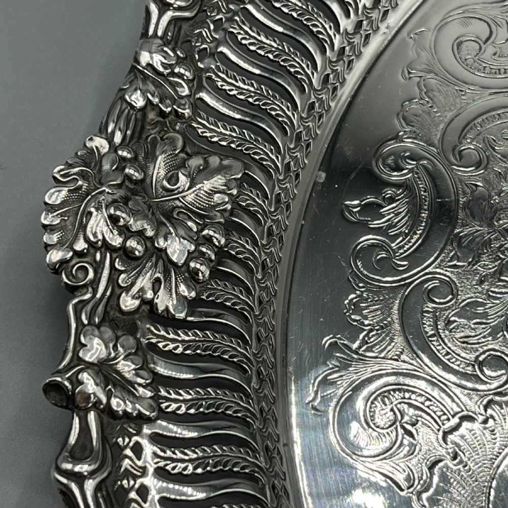 George V Silver Plated Pierced Grape & Vine Salver View VII