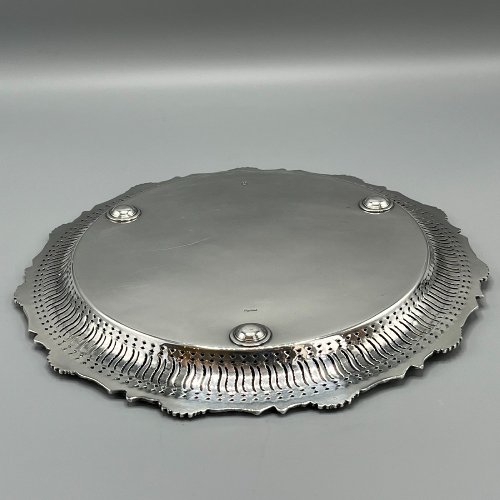 George V Silver Plated Pierced Grape & Vine Salver View XV