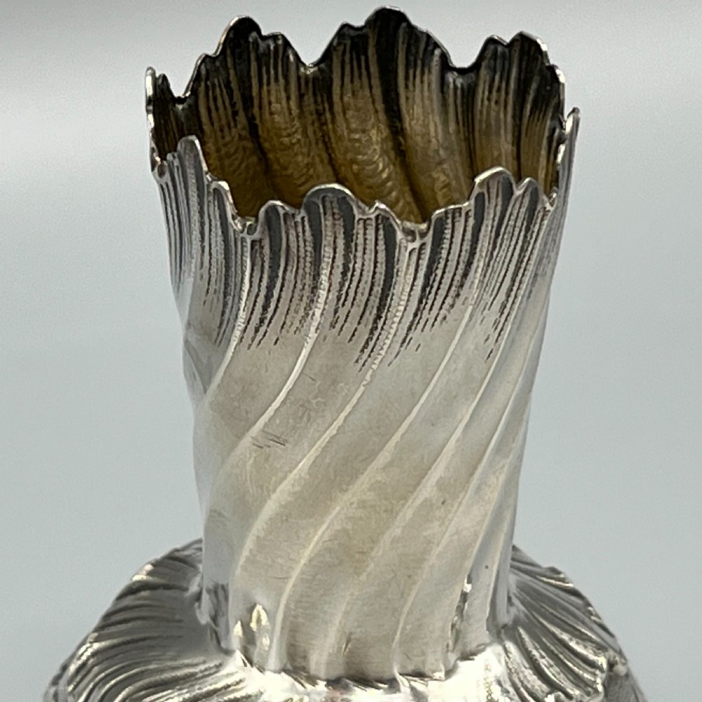 Art Nouveau Silver Plated Foliate Embossed Bud Vase View III
