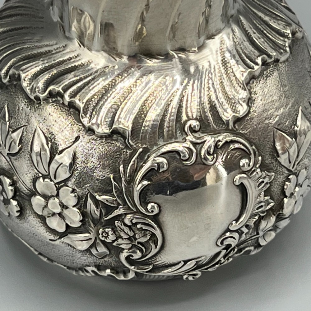 Art Nouveau Silver Plated Foliate Embossed Bud Vase View IV