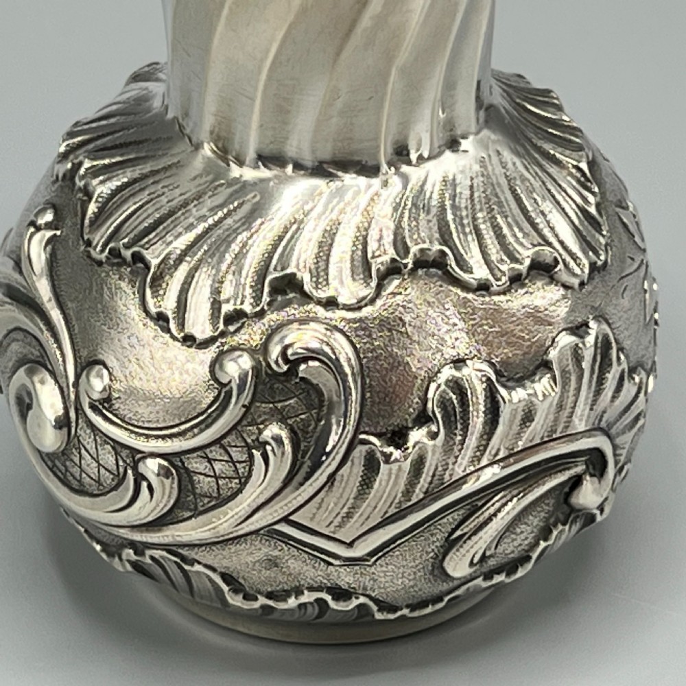 Art Nouveau Silver Plated Foliate Embossed Bud Vase View VI