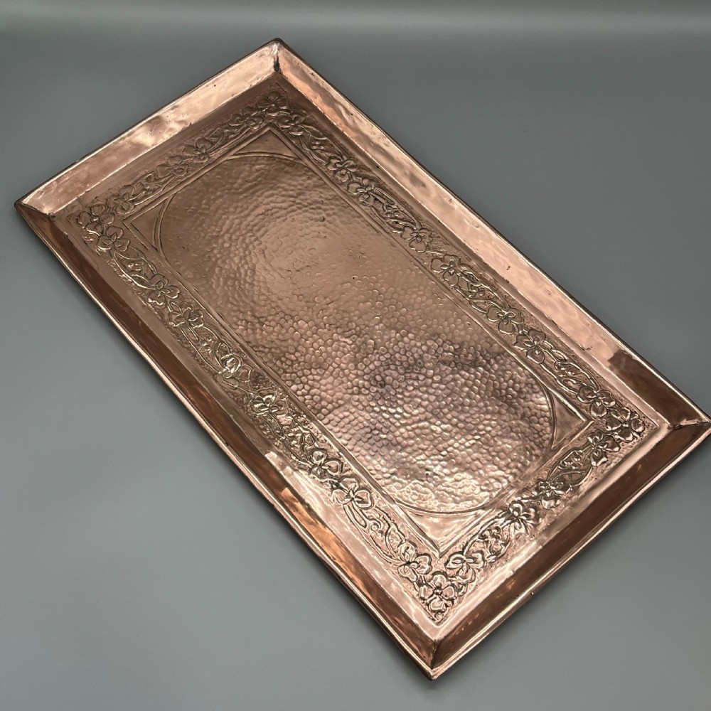 Large Art Nouveau Planished Copper Tray c1900