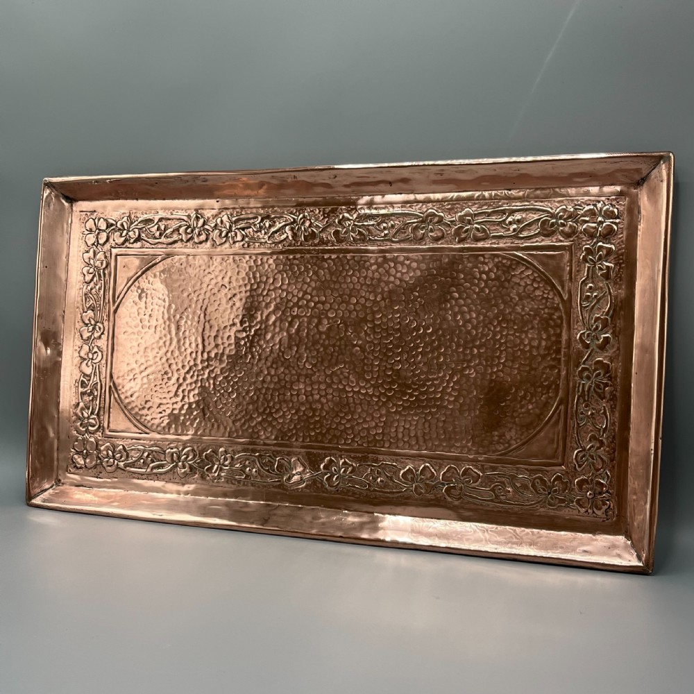 Large Art Nouveau Planished Copper Tray c1900 View IV