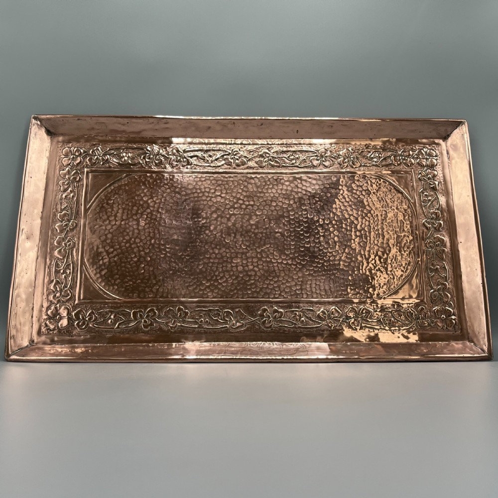 Large Art Nouveau Planished Copper Tray c1900 View V