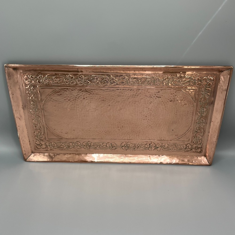 Large Art Nouveau Planished Copper Tray c1900 View VI