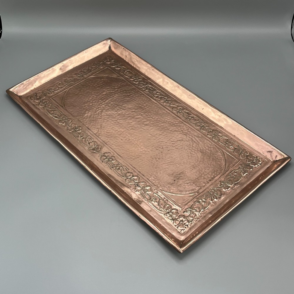 Large Art Nouveau Planished Copper Tray c1900 View VII