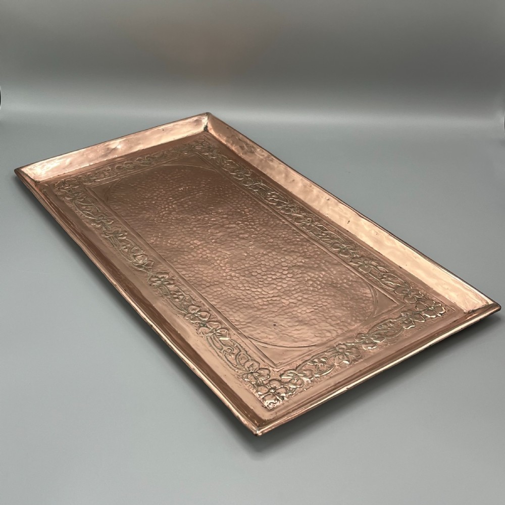 Large Art Nouveau Planished Copper Tray c1900 View VIII