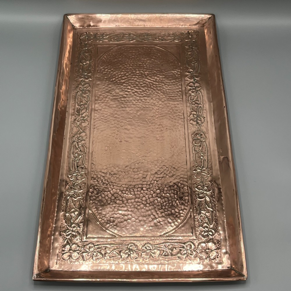 Large Art Nouveau Planished Copper Tray c1900 View IX