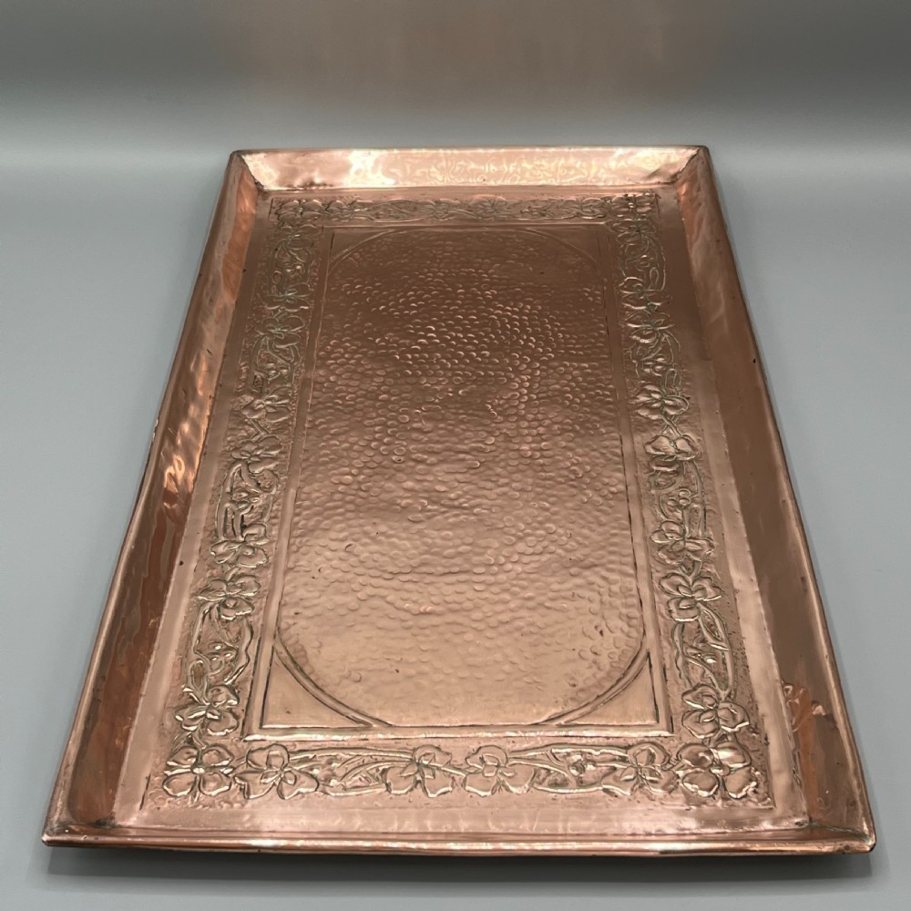 Large Art Nouveau Planished Copper Tray c1900 View X