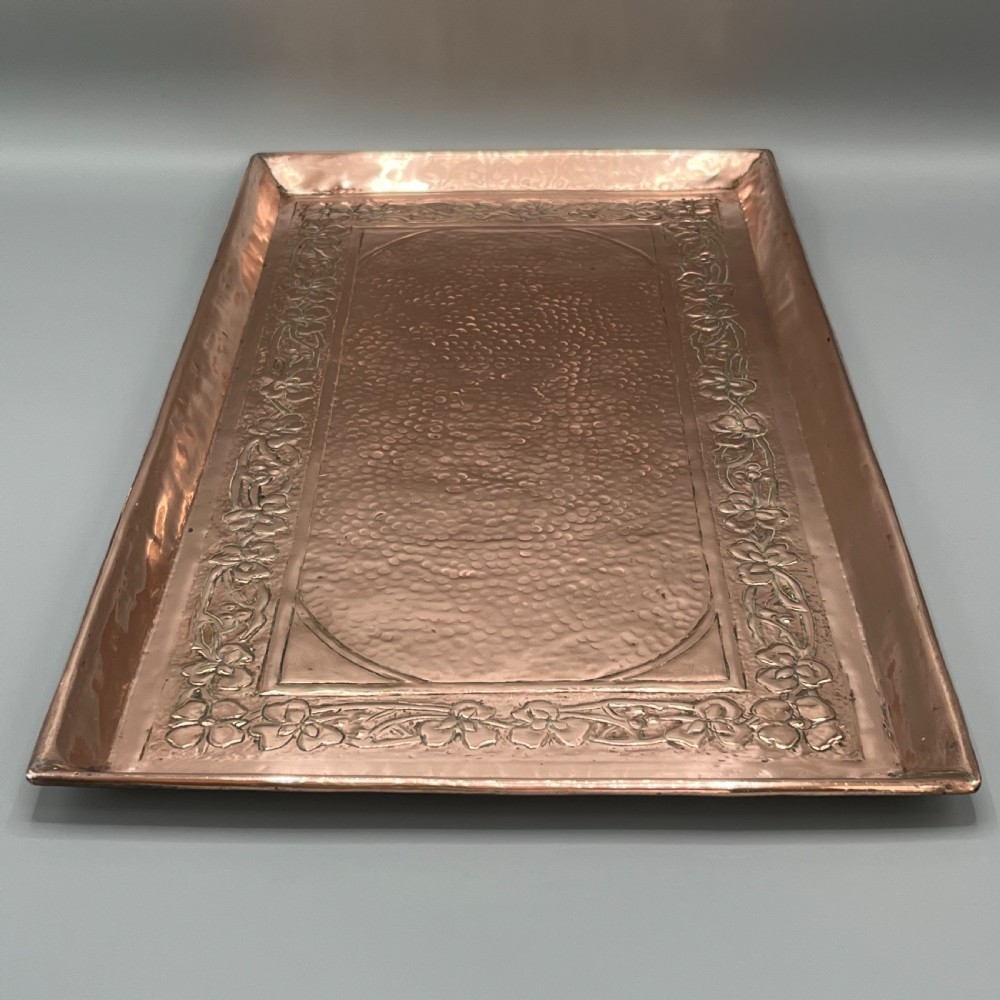 Large Art Nouveau Planished Copper Tray c1900 View XI