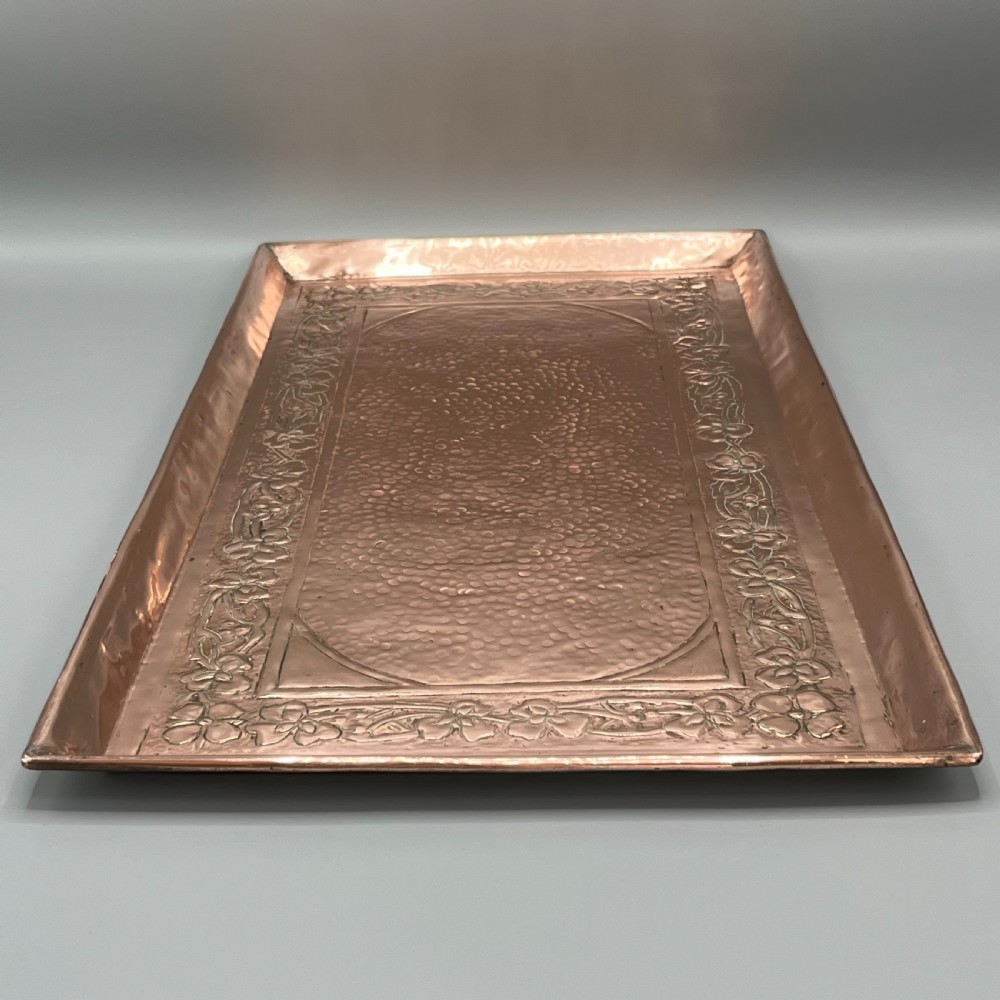 Large Art Nouveau Planished Copper Tray c1900 View XII